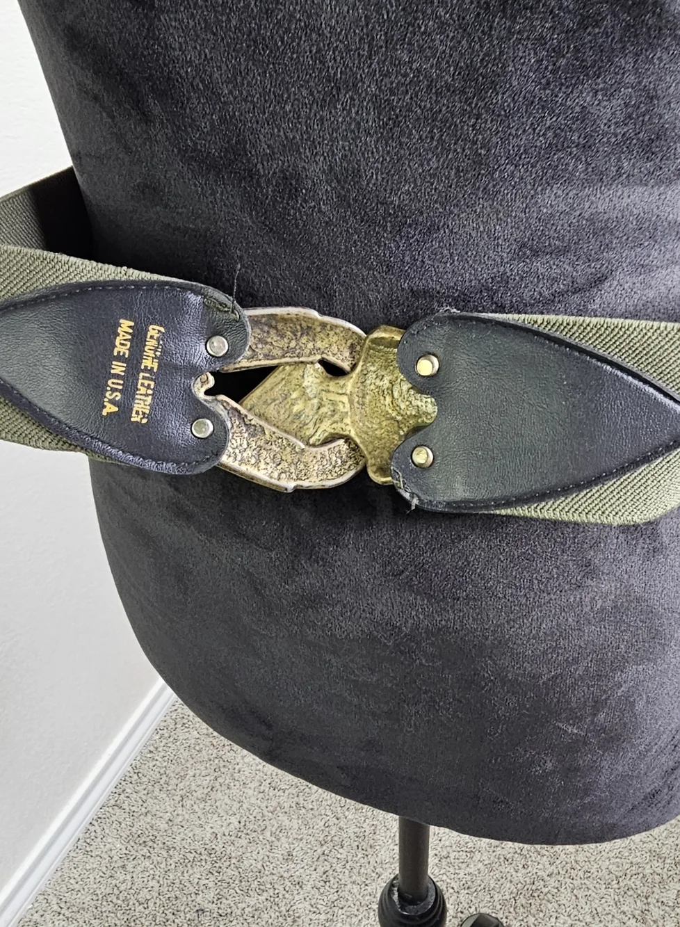 Arrowhead Bronze Color metal buckle Olive Green stretch band belt